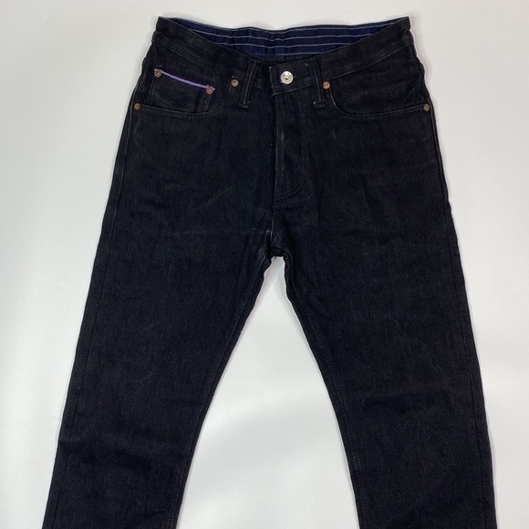 Choochai Indigo Button Fly Dark Wash Raw Denim Jeans 30x35.5 - Picture 2 of 13